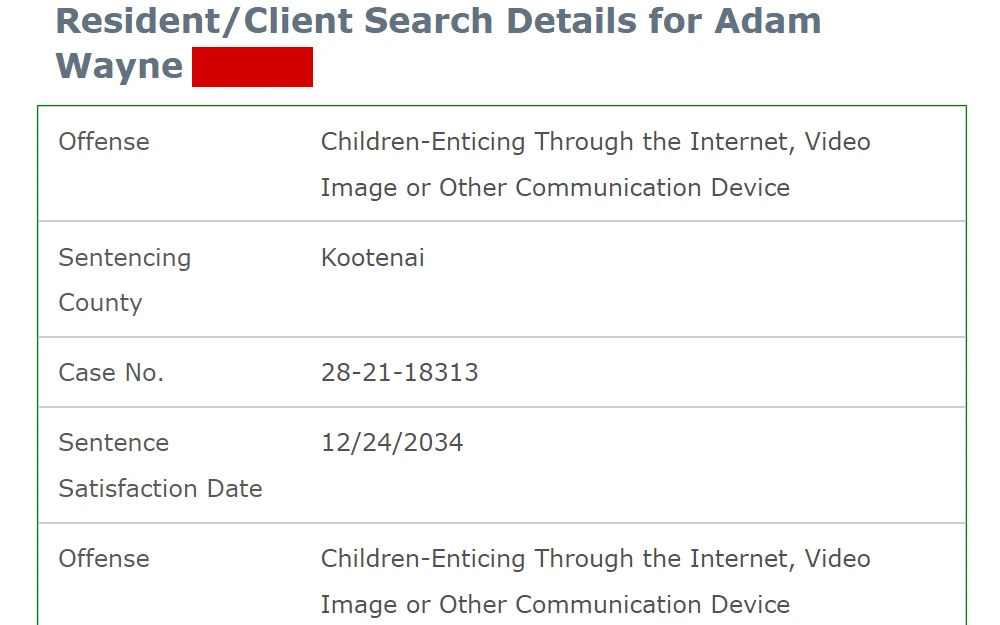 A screenshot of the client search details where relevant search results will be shown, and interested parties may review these and click any profile.